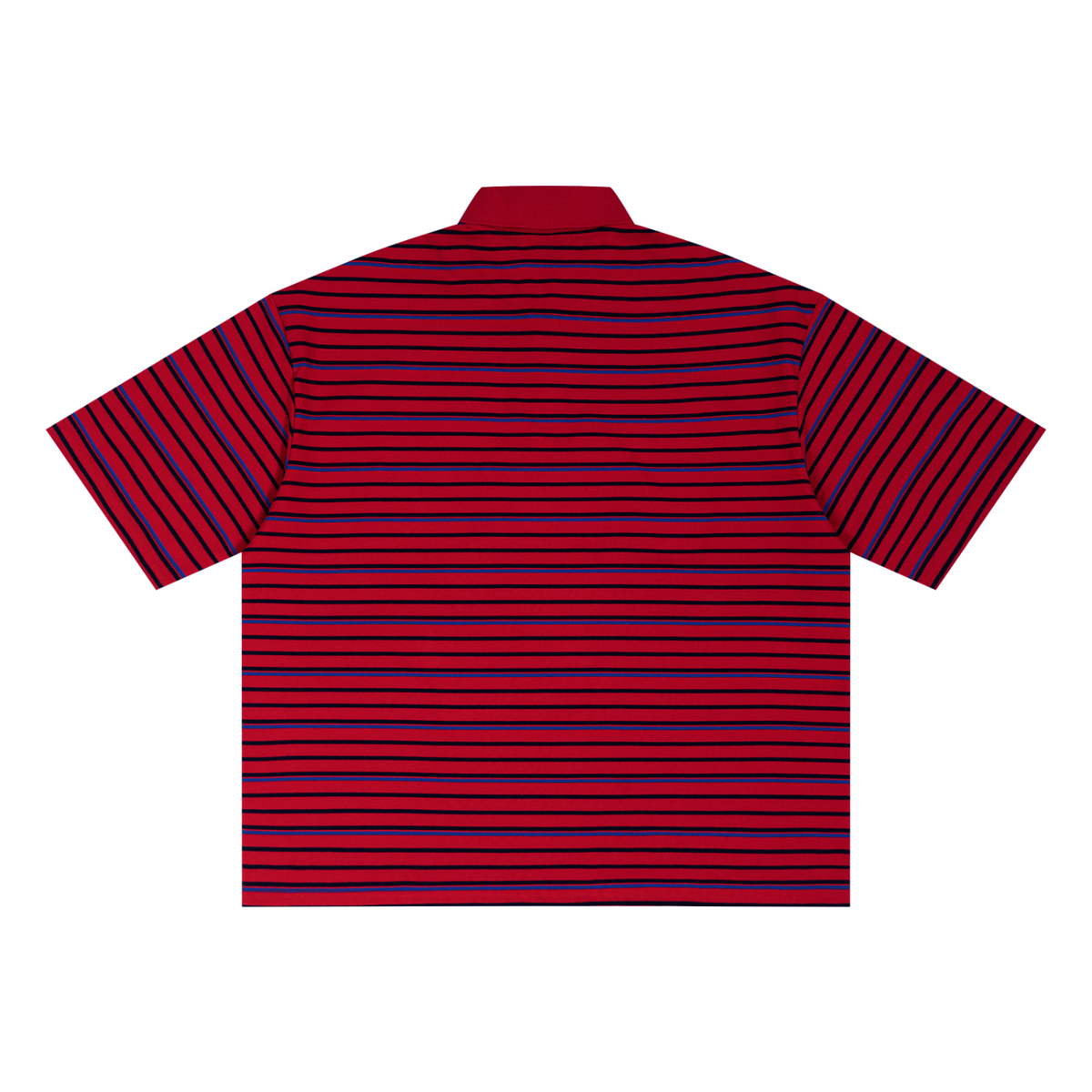 "LOCO" Striped Boxy Collared Polo Shirt