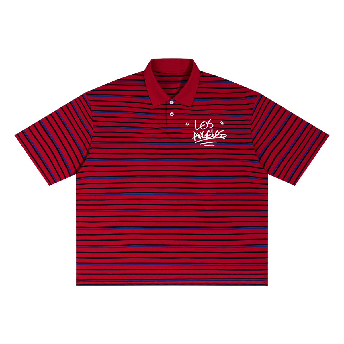 "LOCO" Striped Boxy Collared Polo Shirt