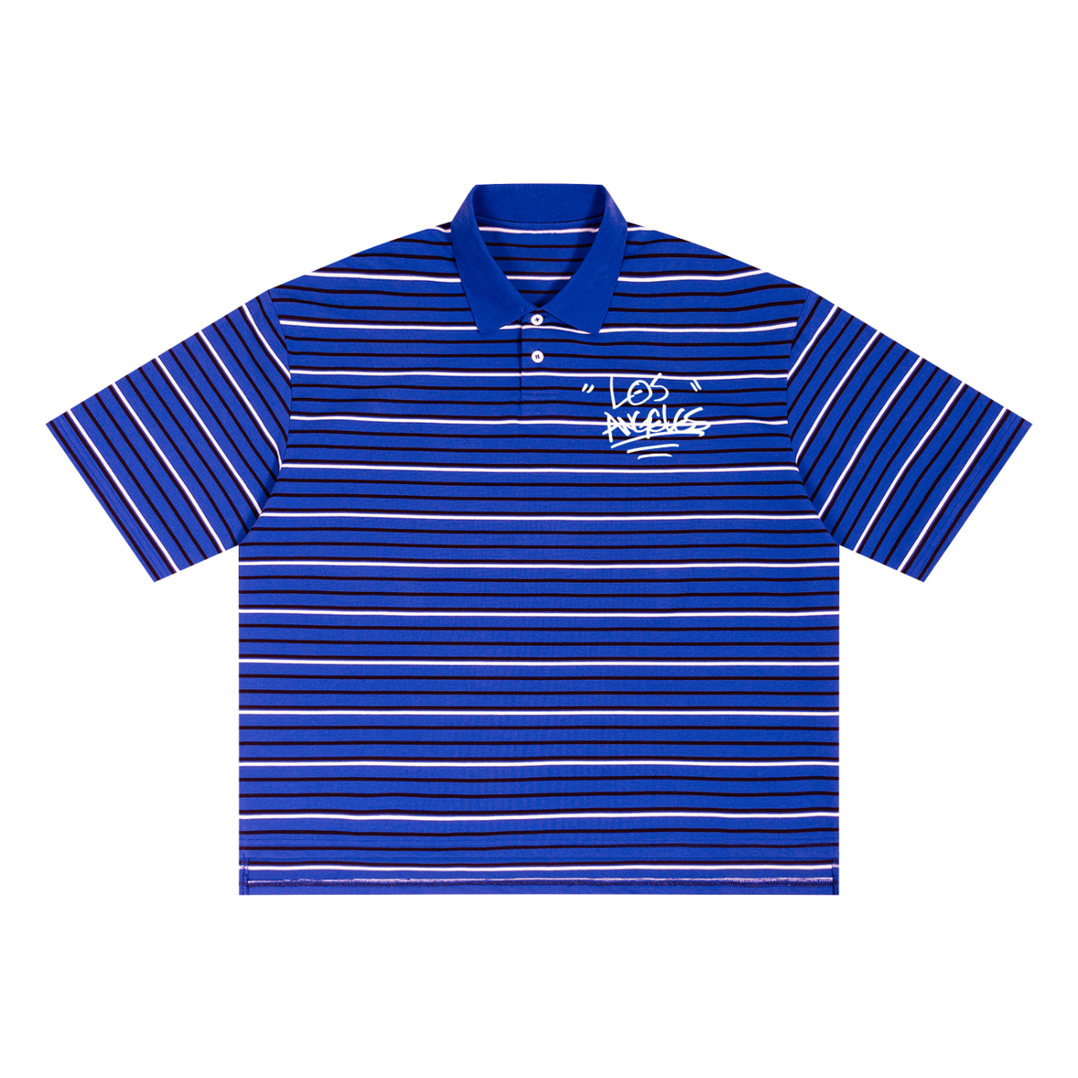 "LOCO" Striped Boxy Collared Polo Shirt