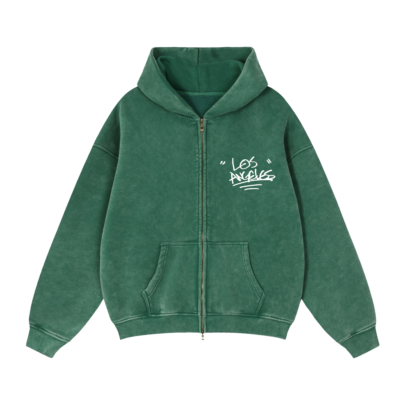 "LA Zip-Through" Boxy Fleece Hoodie