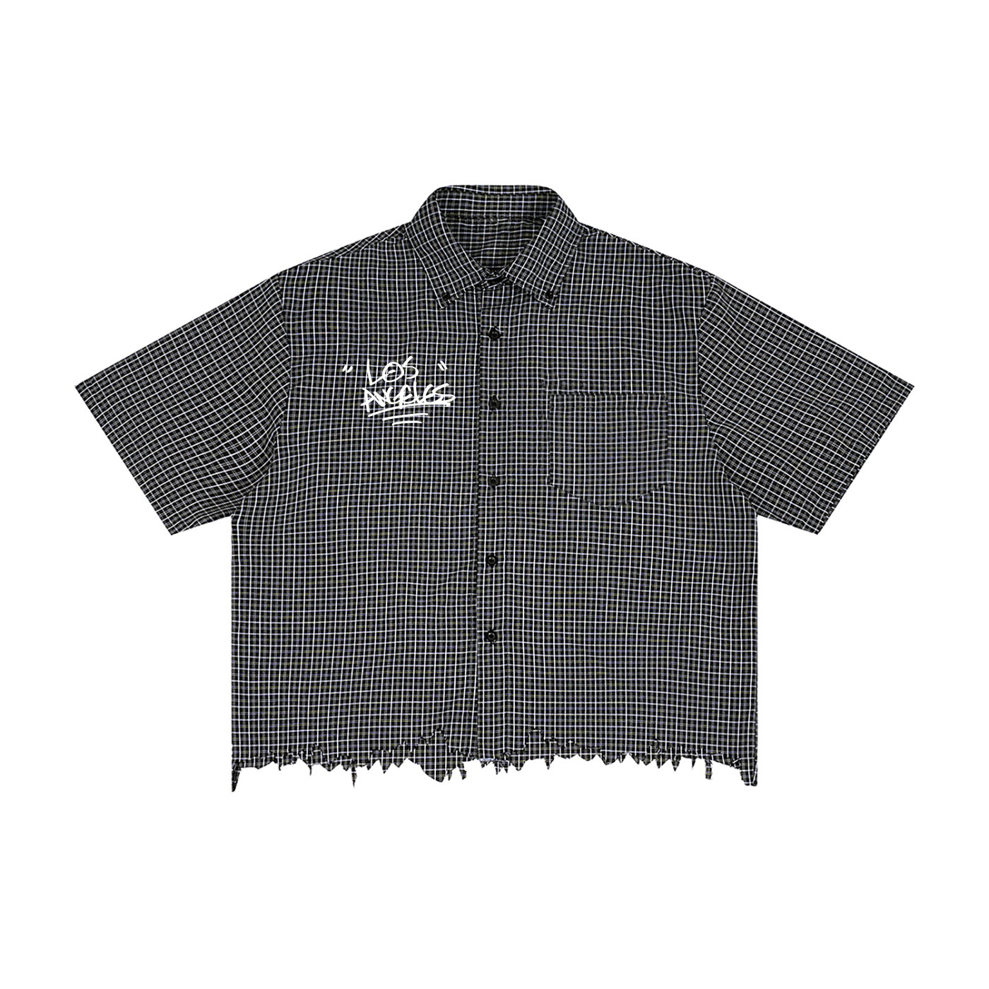 "NIñO" Distressed Plaid Boxy Shirt