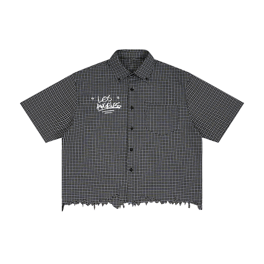 "NIñO" Distressed Plaid Boxy Shirt
