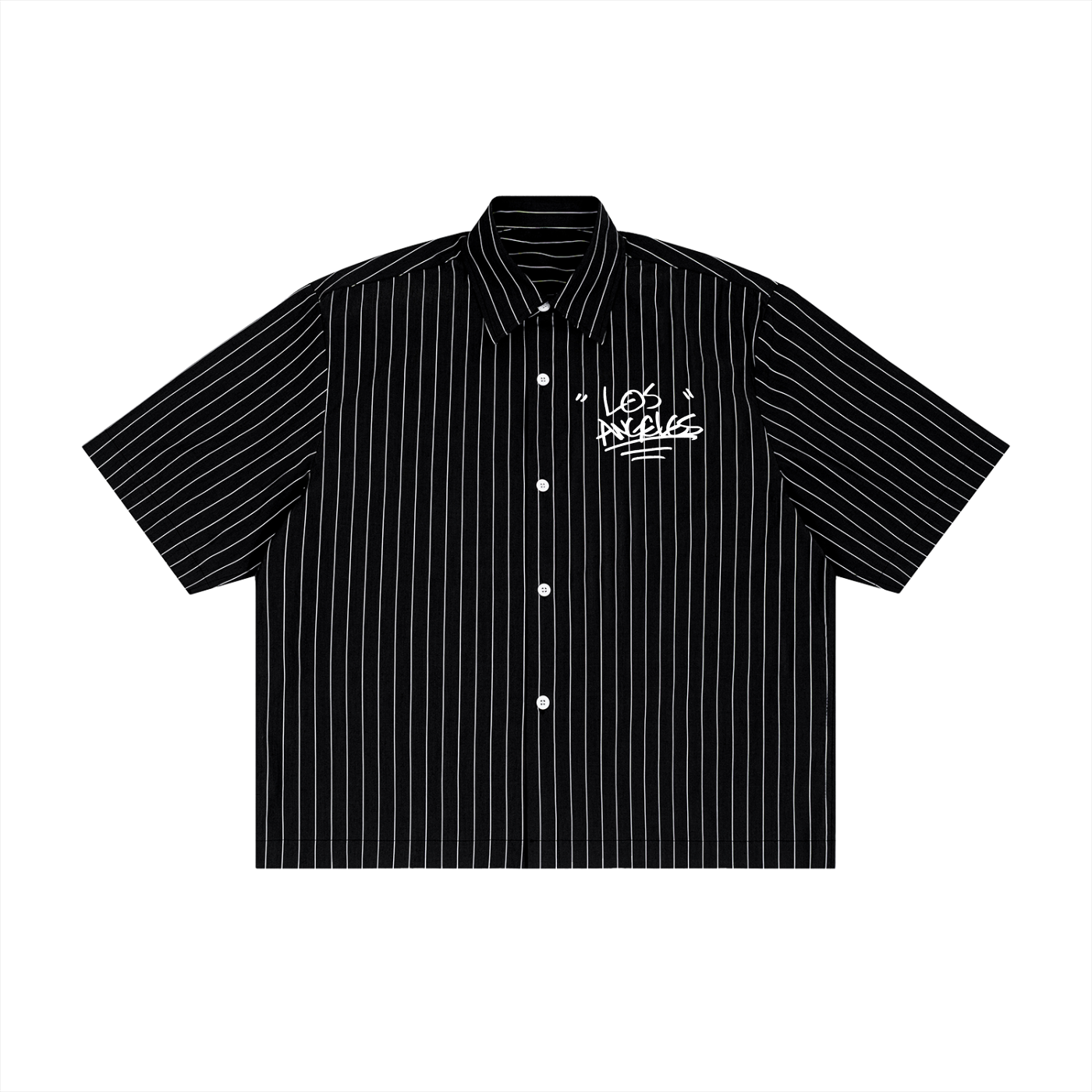 "NeLOS"- Striped Boxy Button-Up Shirt