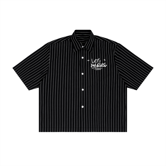 "NeLOS"- Striped Boxy Button-Up Shirt